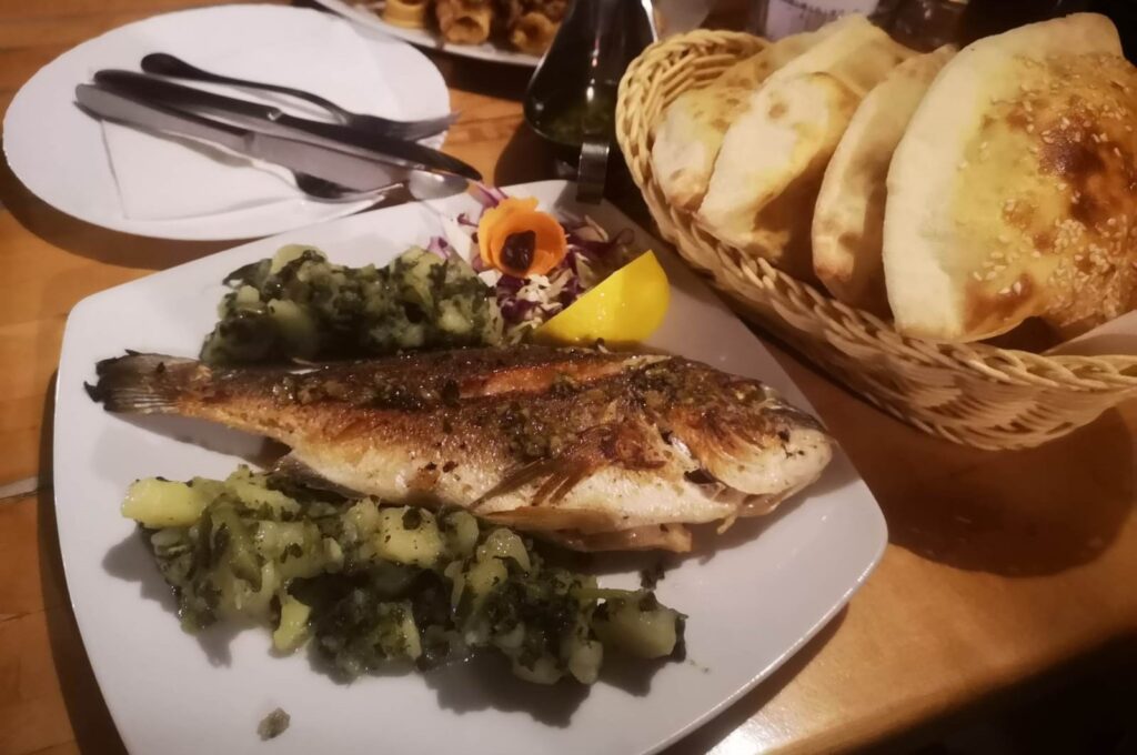 Fresh fish, local food served in a restaurant.