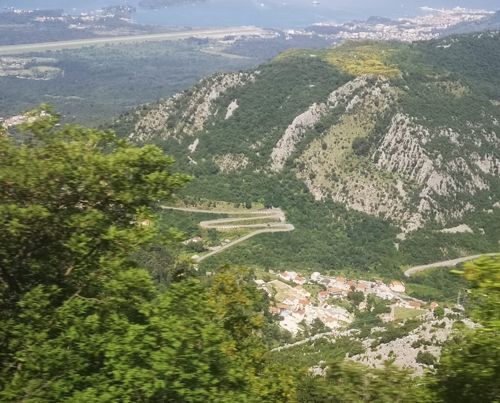 The road shaped like the letter 'M' from Kotor to Cetinje in Montenegro.