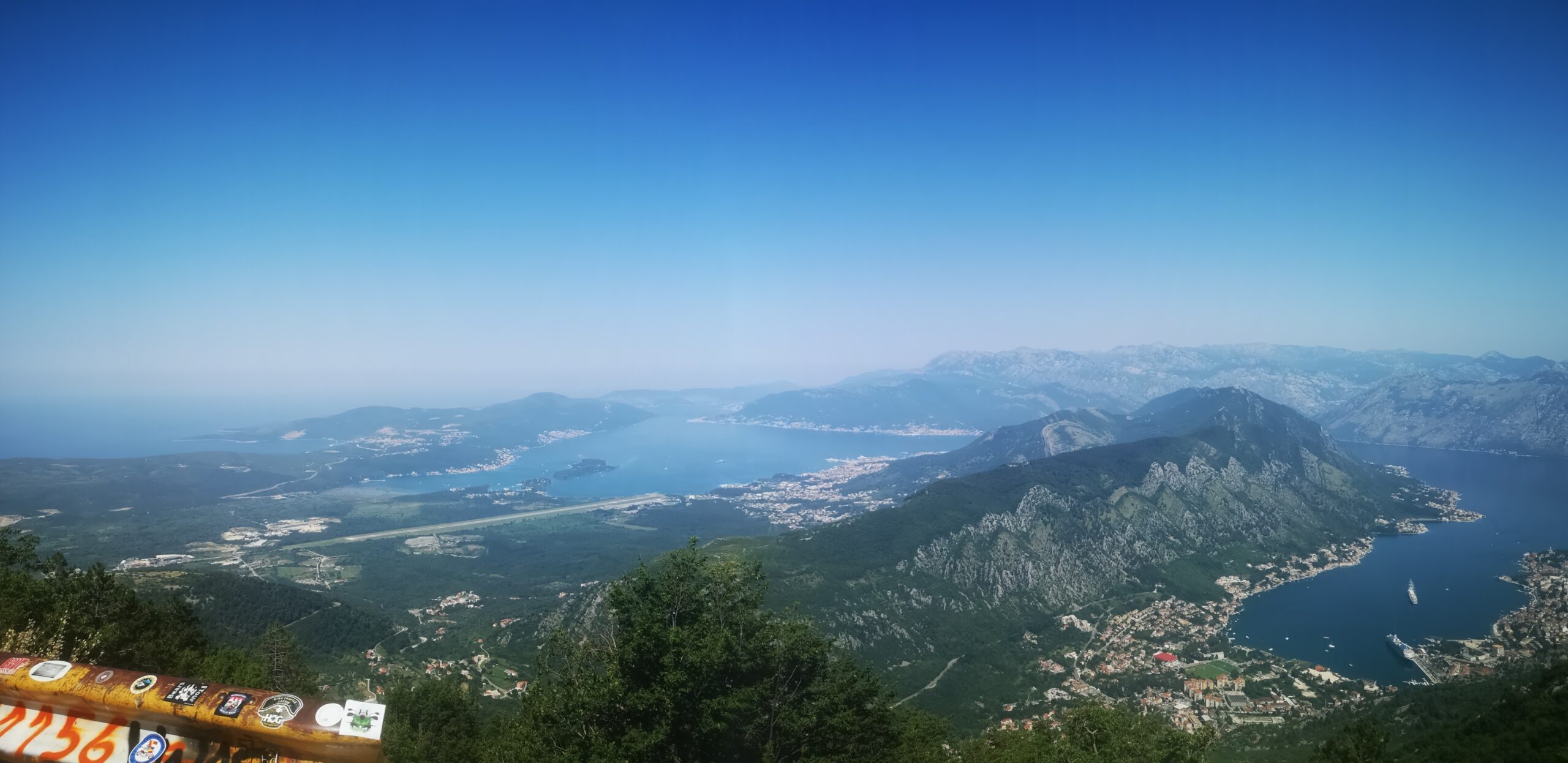 Panoramic view from the top of the Kotor Serpentine Roads.