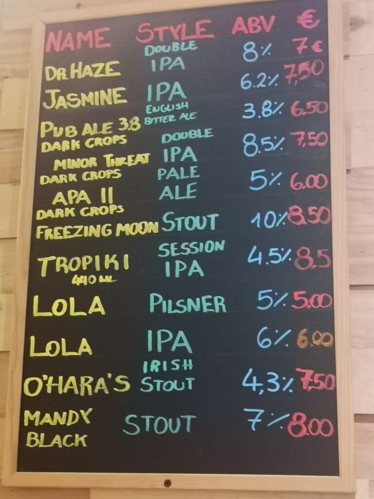Local beer menu