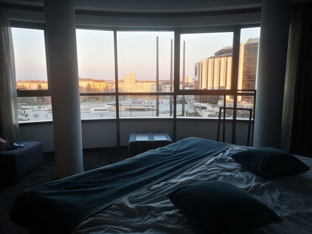 The view from our luxurious panoramic hotel room.