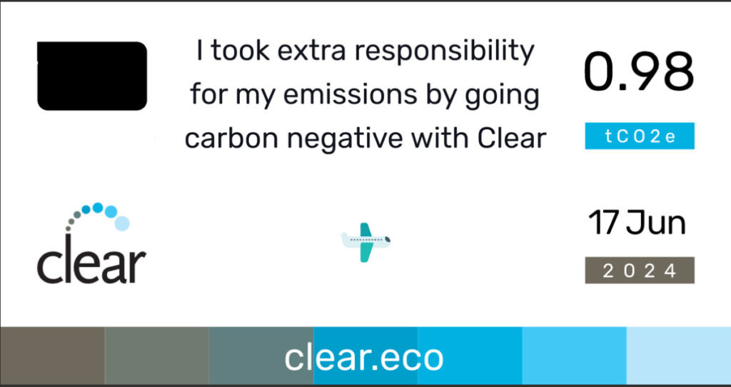 A certificate which indicates I have used carbon offsetting to make my flights 50% carbon negative