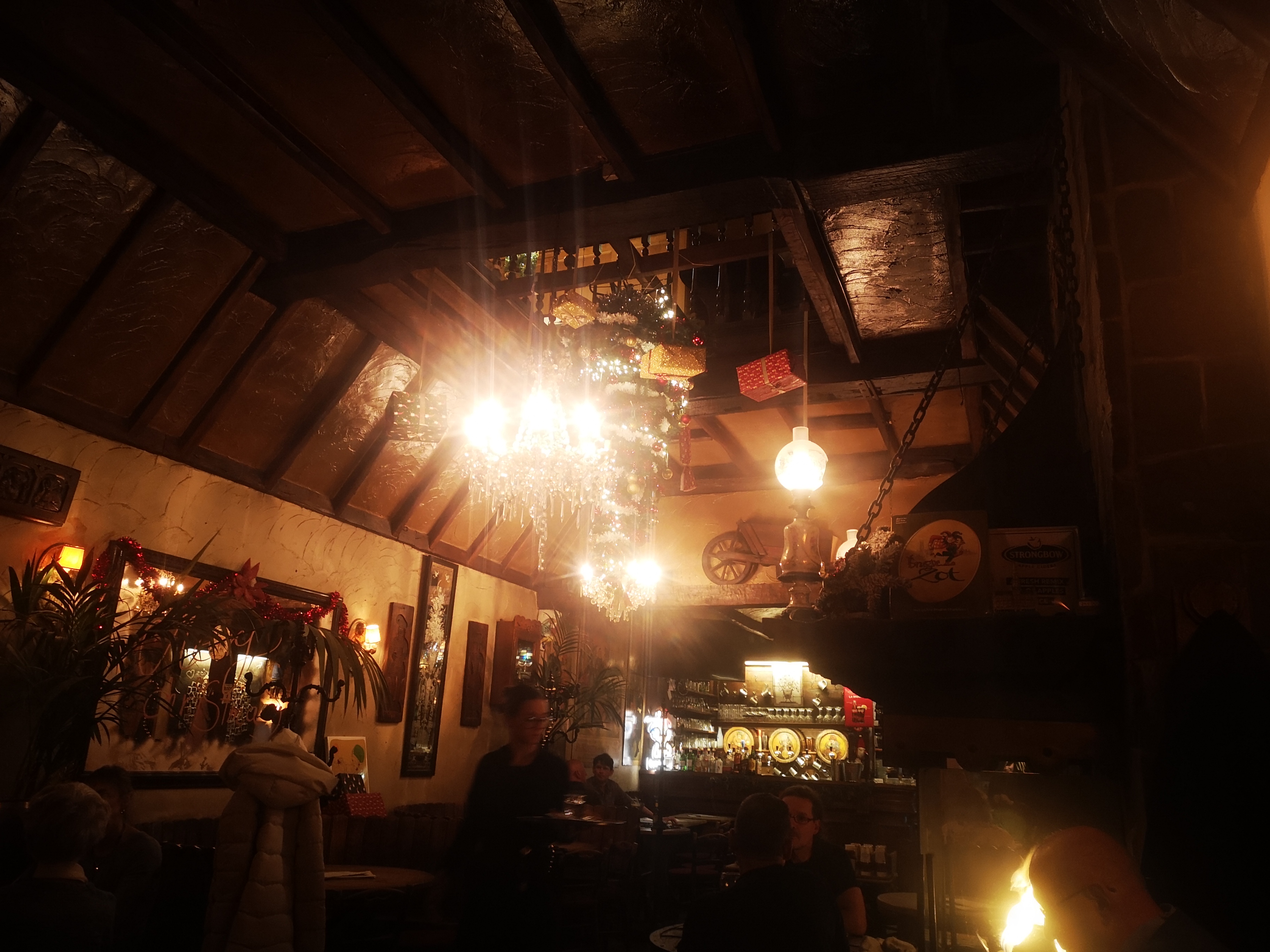 Inside of the restaurant building